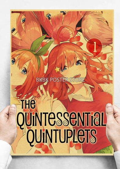 The Quintessential Quintuplets Poster Classic Nostalgia Wall Sticker Posters and Home Decoration Kraft Room Decoration Chambre