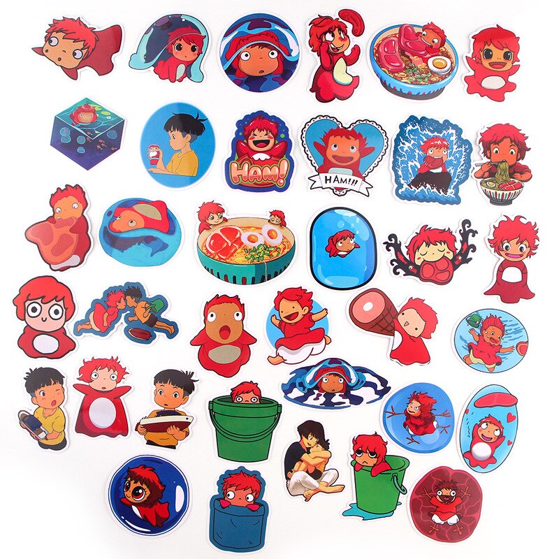 10/20/35PCS Japanese Anime Ponyo on the Cliff by the Sea Stickers Luggage Skateboard Graffiti Waterproof Sticker Fun Toy Kids