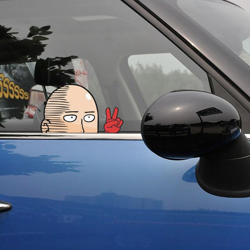 Car Stickers ONE PUNCH MAN Saitama Anime Funny Reflective Decoration For Windshield Window Trunk Bumper Motorcycle C40