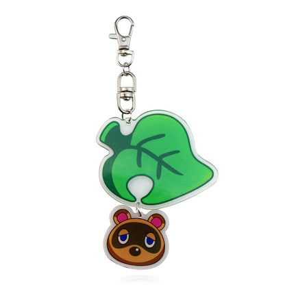 Switch Game Animal Crossing Keychain Fashion Skin Rope Small Leaves Keyring Charm Bag Pendant Cute Acrylic Unisex Jewelry Gifts