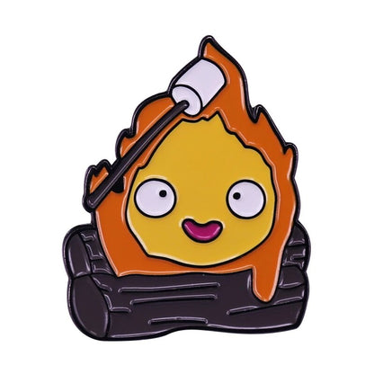 Howl Moving Castle Calcifer Collectio Fire Demon Spirit Enamel Brooch Pins Badge Lapel Pin Brooches Alloy Metal Fashion Jewelry Studio Ghibli