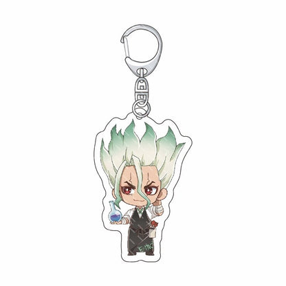 Anime Dr. Stone Keychain Senku Ishigami Oki Taiju Ogawa Yuzuriha Kohaku Acrylic Figure Key Chain Backpack Schoolbag Charm Keyring