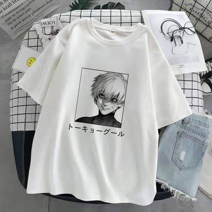 Oversized T-Shirt Men Women Cartoon Hot Japanese Anime Tokyo Ghoul Kaneki Ken Graphic Fashion Unisex Tshirt Summer Top female