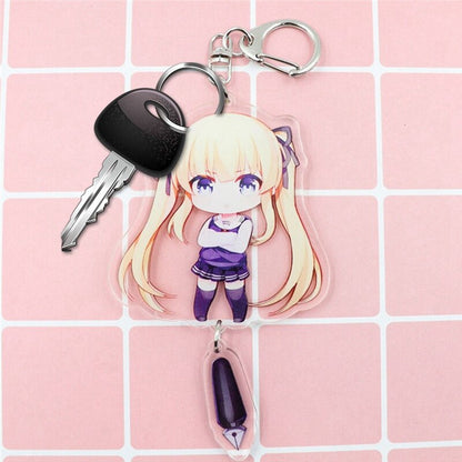 Anime DATE A LIVE Tokisaki Kurumi KeyChain Cosplay Acrylic Key ring Pendant Gift