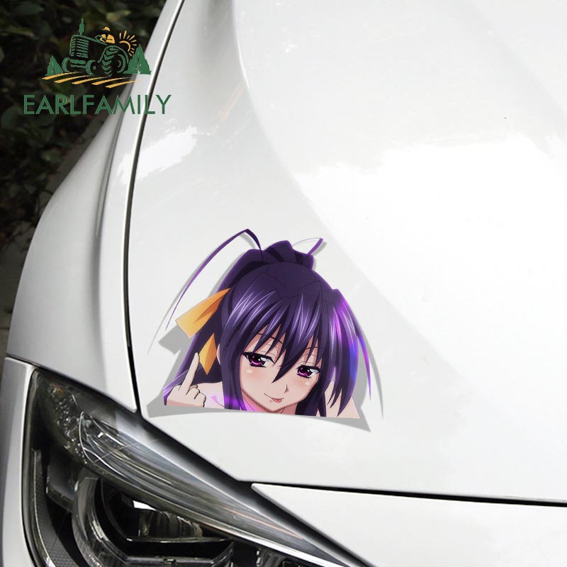 13cm x 9.7cm Akeno Himejima High School DxD Peek Big Head Anime Vinyl JDM Car Stickers Window Trunk Laptop Decal