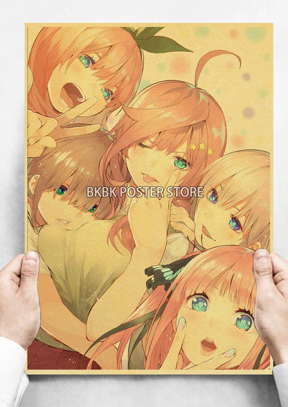 The Quintessential Quintuplets Poster Classic Nostalgia Wall Sticker Posters and Home Decoration Kraft Room Decoration Chambre