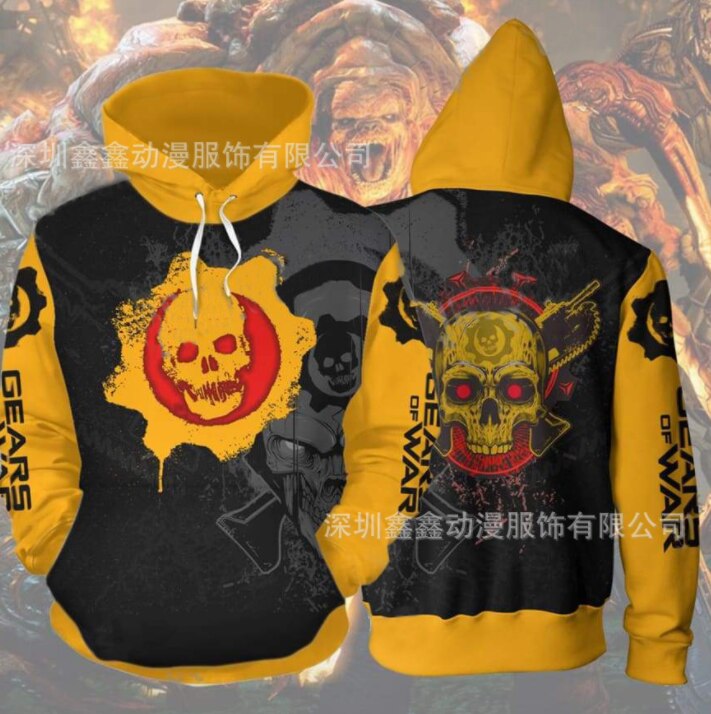 Game war machine 5 3D printed Hooded Sweatshirt gears Cosplay clothing men&#39;s and women&#39;s casual sports long sleeve coat Gears of War