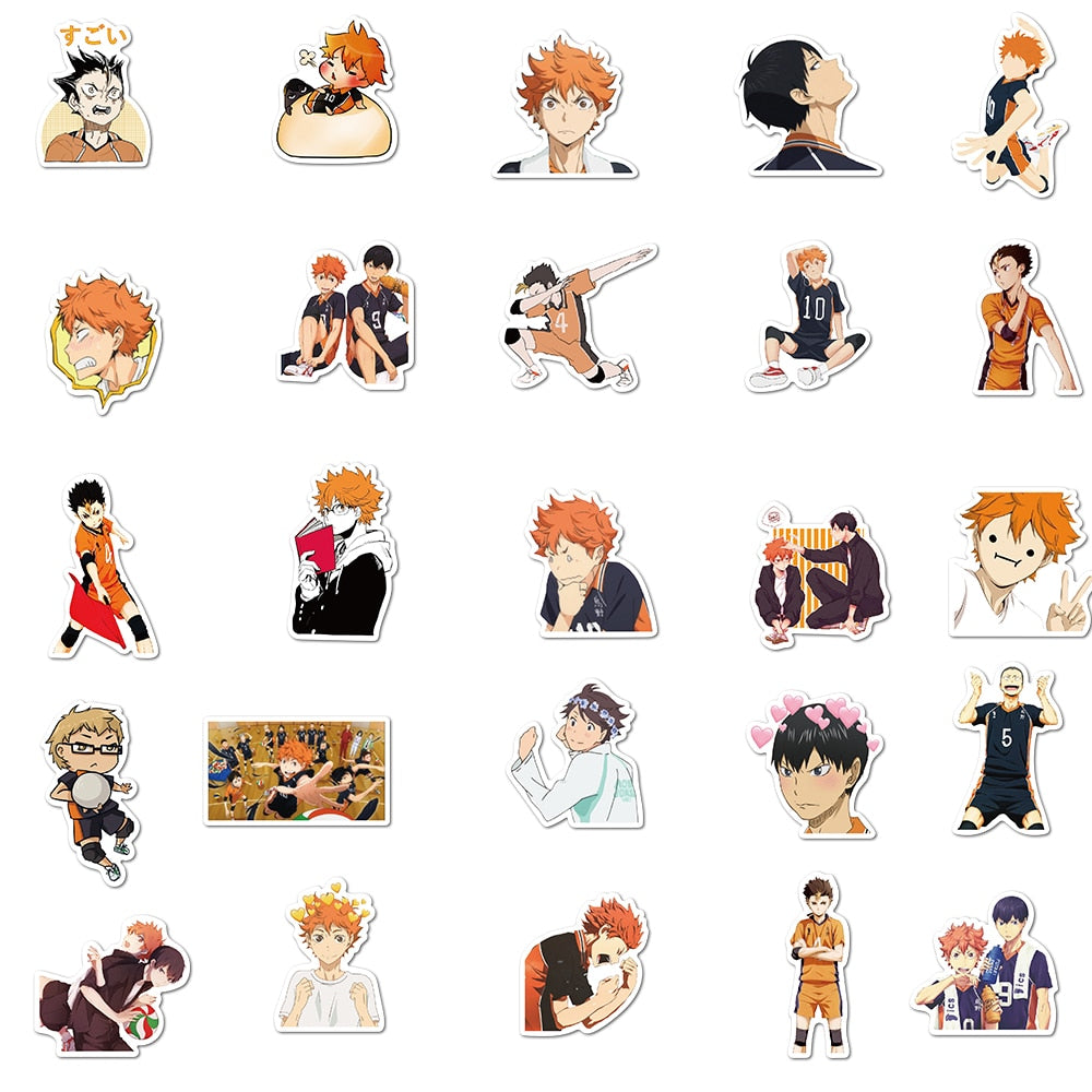 10/50/102pcs Japan Anime Cartoon TV Haikyuu Stickers For Laptop Bicycle Guitar Skateboard Decor Waterproof Stickers