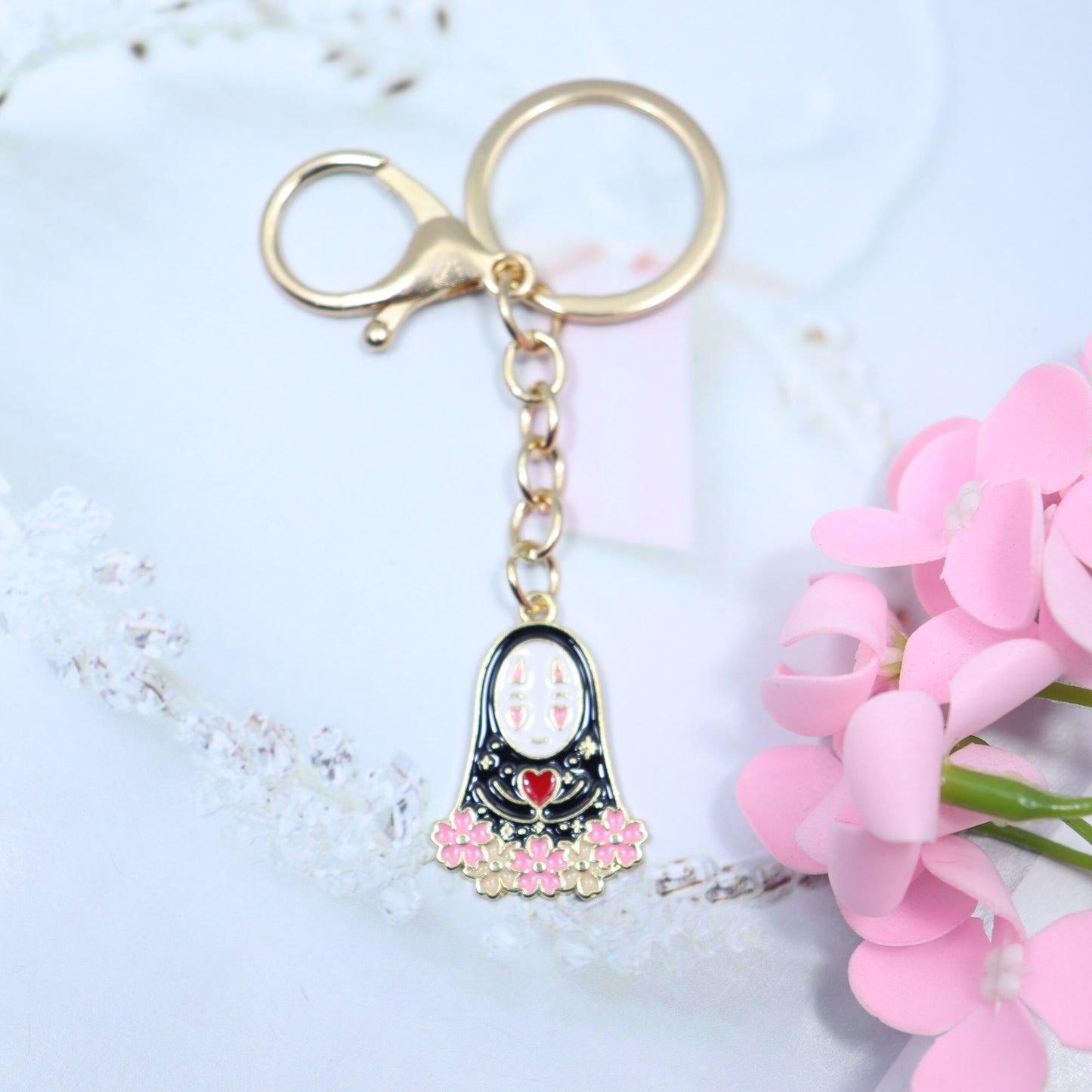 Spirited Away No Face Man Keychain Cartoon Fairydust Keyrings Car Bags Keyholder Alloy Pendants Key Chain Buckle Newest Handmade