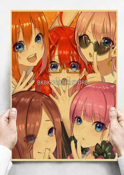 The Quintessential Quintuplets Poster Classic Nostalgia Wall Sticker Posters and Home Decoration Kraft Room Decoration Chambre