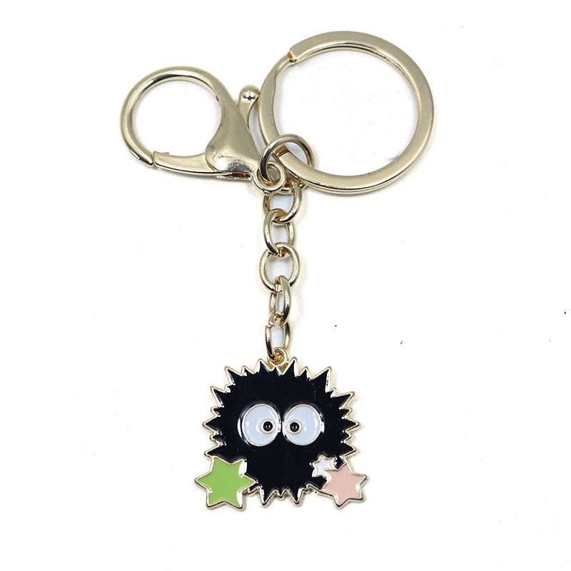 Spirited Away No Face Man Keychain Cartoon Fairydust Keyrings Car Bags Keyholder Alloy Pendants Key Chain Buckle Newest Handmade