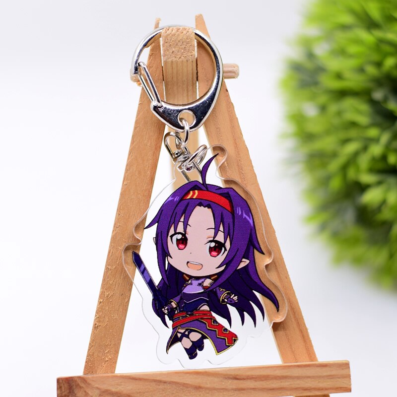 Sword Art Online Keychain Double Sided Acrylic Cartoon Key Chain Pendant Anime Accessories Keyring Hot Sale