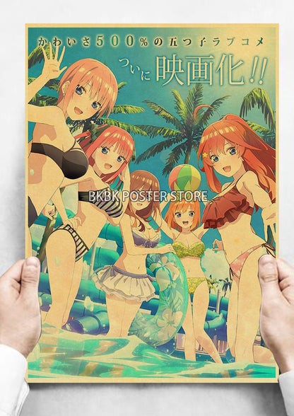 The Quintessential Quintuplets Poster Classic Nostalgia Wall Sticker Posters and Home Decoration Kraft Room Decoration Chambre