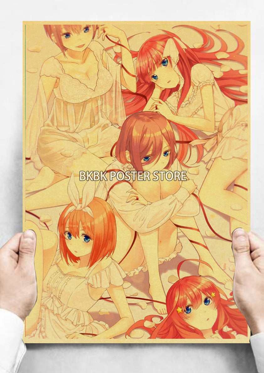 The Quintessential Quintuplets Poster Classic Nostalgia Wall Sticker Posters and Home Decoration Kraft Room Decoration Chambre