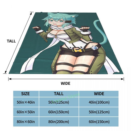 Sinon Sword Art Online Anime Waifu Throw Blanket 3D printed sofa bedroom decorative blanket children adult Christmas gift