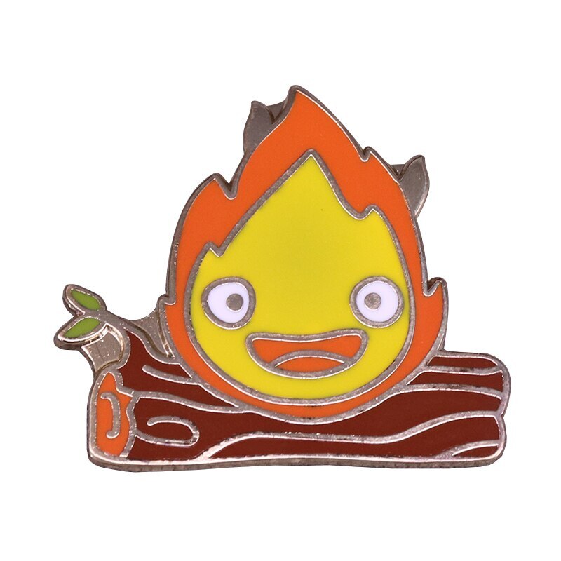 Howl Moving Castle Calcifer Collectio Fire Demon Spirit Enamel Brooch Pins Badge Lapel Pin Brooches Alloy Metal Fashion Jewelry Studio Ghibli