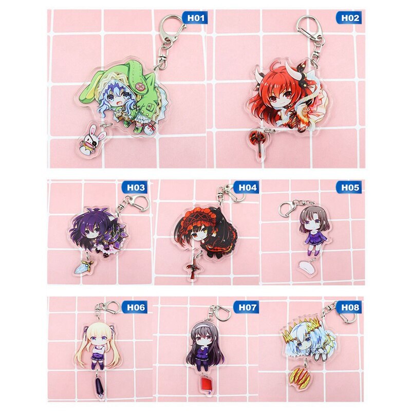 Anime DATE A LIVE Tokisaki Kurumi KeyChain Cosplay Acrylic Key ring Pendant Gift