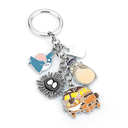 Ponyo on the Cliff Kiki&#39;s Delivery Service Spirited Away Totoro Keyring Keychain Cute Cartoon Anime Metal Pendant Key Chain Ring