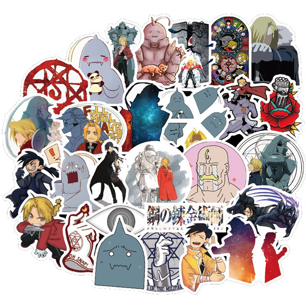 10/30/50PCS Fullmetal Alchemist Anime Graffiti Stickers DIY Motorcycle Travel Luggage Skateboard Classic Kid Toy Sticker Decal