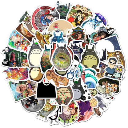 50pcs Stickers Miyazaki Hayao Anime Sticker My Neighbor Totoro/Spirited Away for Skateboard Laptop Bicycle Waterproof Decals