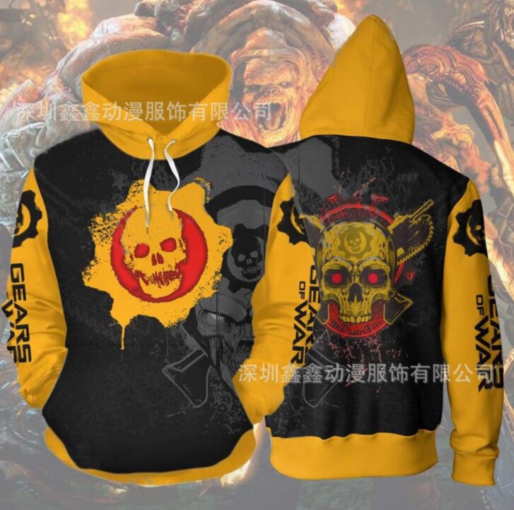 Game war machine 5 3D printed Hooded Sweatshirt gears Cosplay clothing men&#39;s and women&#39;s casual sports long sleeve coat Gears of War