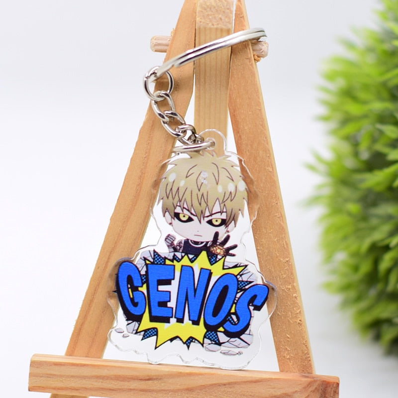 One Punch Man Keychain Series-2 Cute Double Sided Saitama Key Chain Pendant Acrylic Anime Accessories Cartoon Keyring