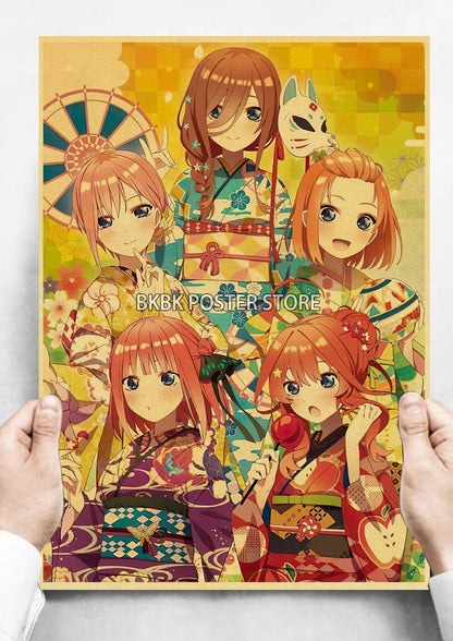 The Quintessential Quintuplets Poster Classic Nostalgia Wall Sticker Posters and Home Decoration Kraft Room Decoration Chambre