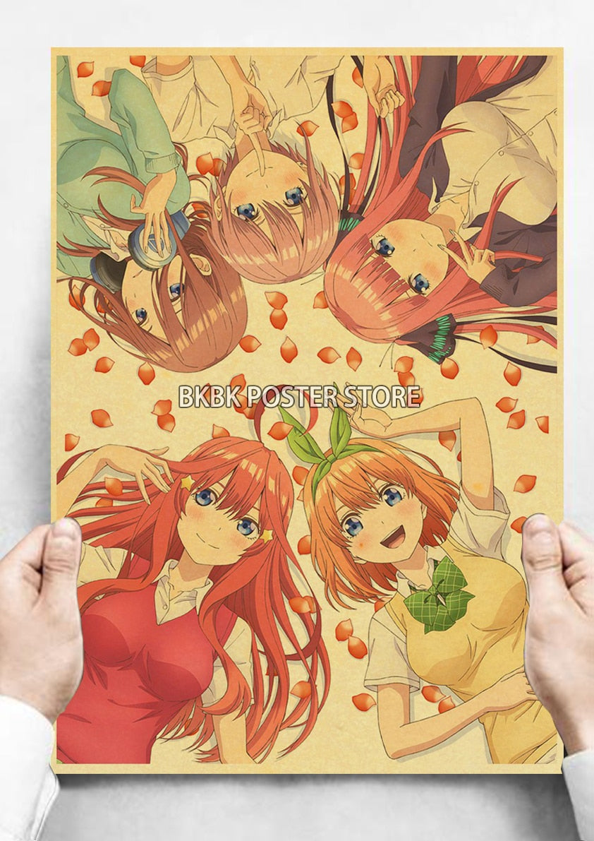 The Quintessential Quintuplets Poster Classic Nostalgia Wall Sticker Posters and Home Decoration Kraft Room Decoration Chambre