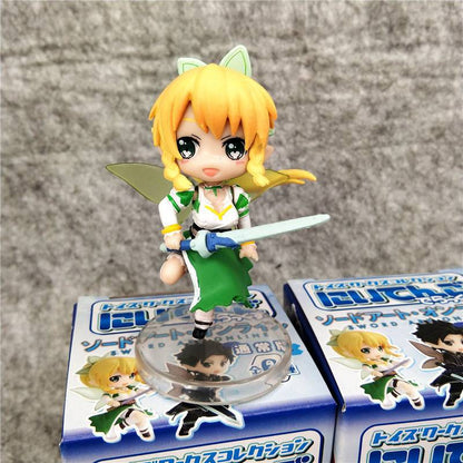 6pcs/lot Sword Art Online 2 Figures Kirito Asuna Leafa Lisbeth Silica Fairy Dance SAO Mini Model Dolls