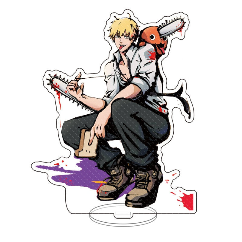 Anime Chainsaw Man Figure Stand Model Denji Pochita Power Hayakawa Aki Standing Plate Acrylic Cartoon Cosplay Props