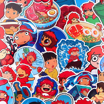 10/20/35PCS Japanese Anime Ponyo on the Cliff by the Sea Stickers Luggage Skateboard Graffiti Waterproof Sticker Fun Toy Kids