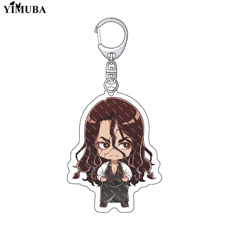 Anime Dr. Stone Keychain Senku Ishigami Oki Taiju Ogawa Yuzuriha Kohaku Acrylic Figure Key Chain Backpack Schoolbag Charm Keyring