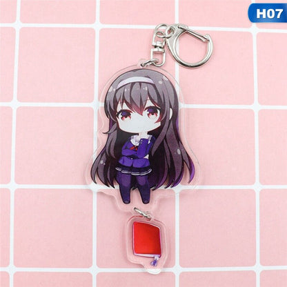 Anime DATE A LIVE Tokisaki Kurumi KeyChain Cosplay Acrylic Key ring Pendant Gift