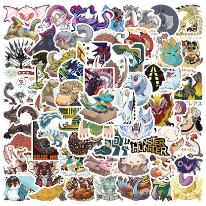 10/30/64PCS Cute Monster Hunter Hot Game Lable Stickers For Skateboard Gift Bicycle Computer Notebook Car Decal Children Toys F3