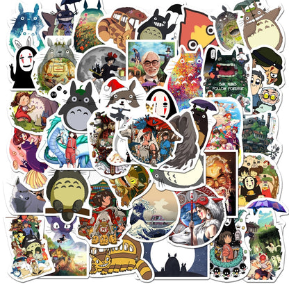 50pcs Stickers Miyazaki Hayao Anime Sticker My Neighbor Totoro/Spirited Away for Skateboard Laptop Bicycle Waterproof Decals