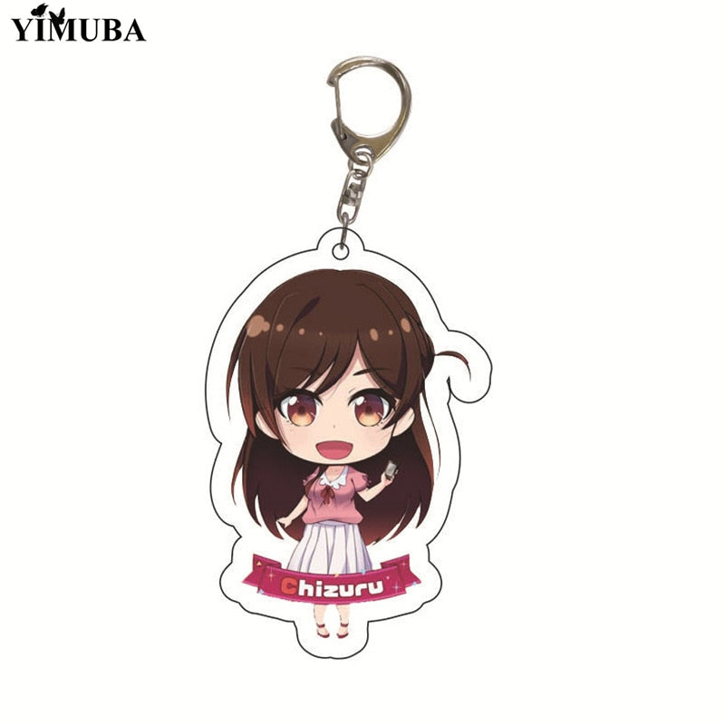 Manga Kanojo Okarishimasu Keychain Anime Rent A Girlfriend Key Chain Ichinose Chizuru Acrylic Figure Key Ring Bag Charm Trinkets