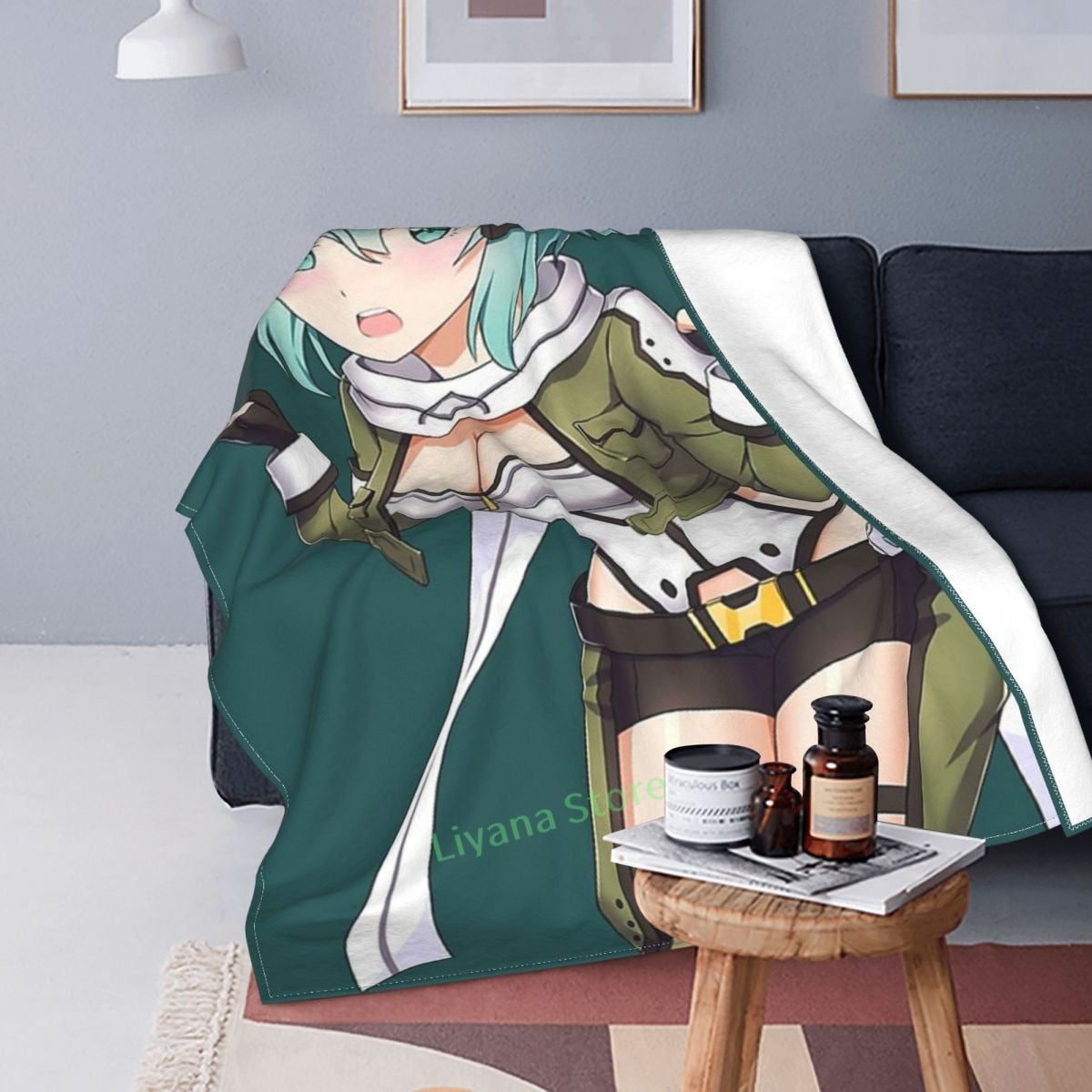 Sinon Sword Art Online Anime Waifu Throw Blanket 3D printed sofa bedroom decorative blanket children adult Christmas gift