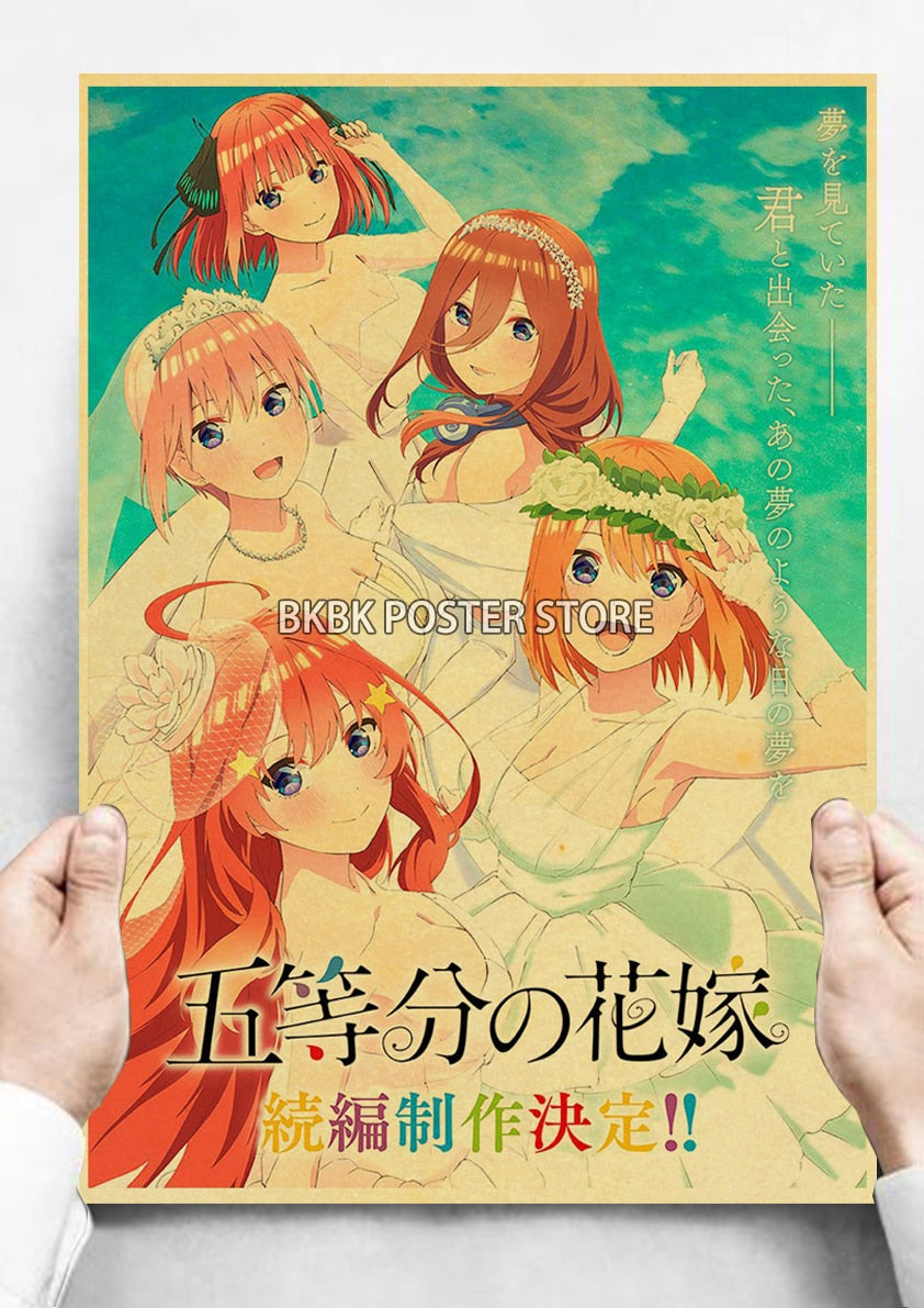 The Quintessential Quintuplets Poster Classic Nostalgia Wall Sticker Posters and Home Decoration Kraft Room Decoration Chambre