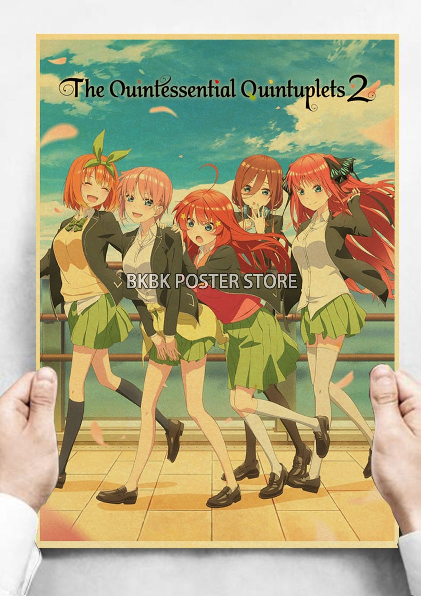 The Quintessential Quintuplets Poster Classic Nostalgia Wall Sticker Posters and Home Decoration Kraft Room Decoration Chambre