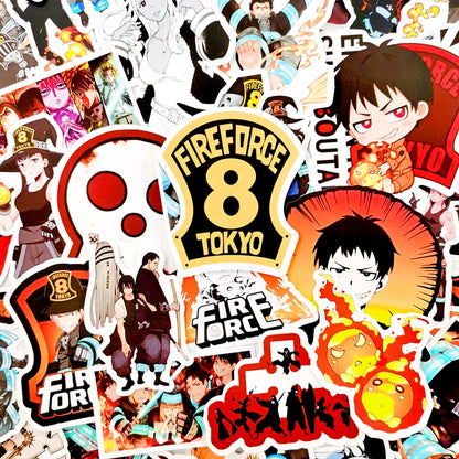 10/50Pcs/set Cartoon Anime Fire Force Waterproof Stickers For Scrapbook Skateboard Snowboard Laptop Luggage Bicycle Kids Toys