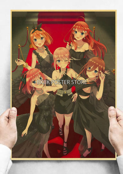 The Quintessential Quintuplets Poster Classic Nostalgia Wall Sticker Posters and Home Decoration Kraft Room Decoration Chambre