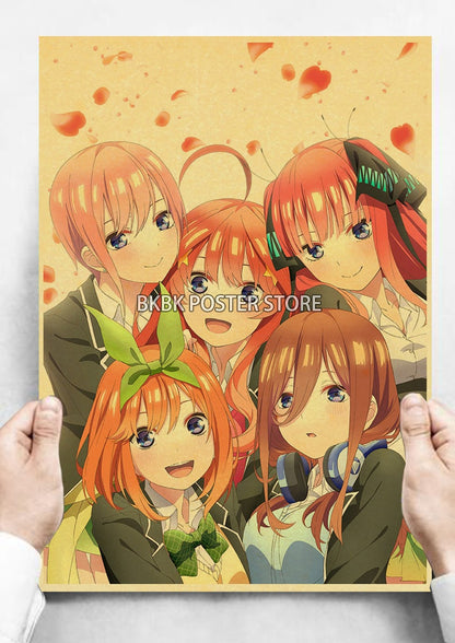 The Quintessential Quintuplets Poster Classic Nostalgia Wall Sticker Posters and Home Decoration Kraft Room Decoration Chambre