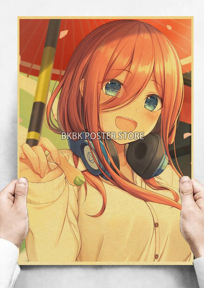 The Quintessential Quintuplets Poster Classic Nostalgia Wall Sticker Posters and Home Decoration Kraft Room Decoration Chambre