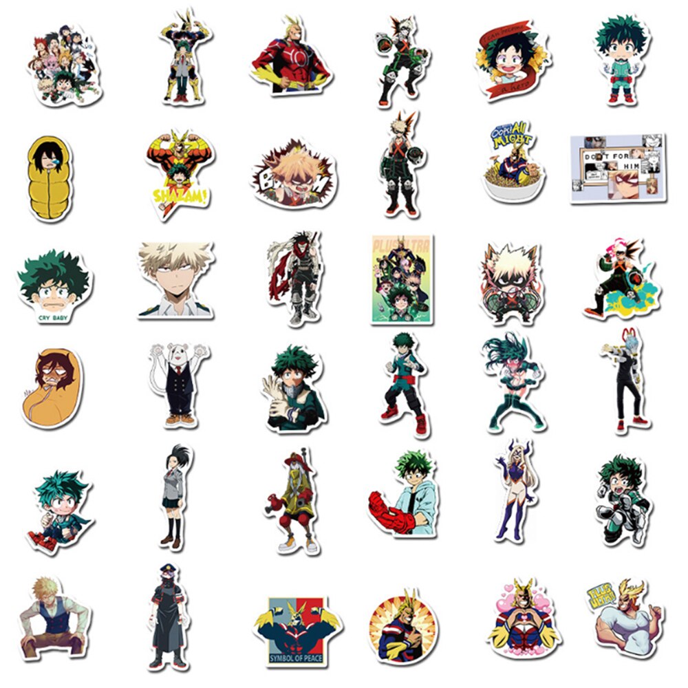 10/30/50Pcs My Hero Academia Anime Stickers Cartoon Toy For Kids Waterproof Laptop Skateboard Guitar Motorcycle Luggage Sticker