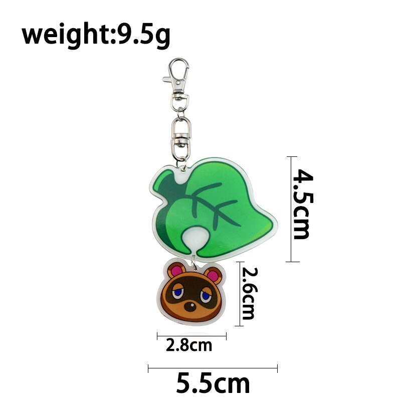 Switch Game Animal Crossing Keychain Fashion Skin Rope Small Leaves Keyring Charm Bag Pendant Cute Acrylic Unisex Jewelry Gifts