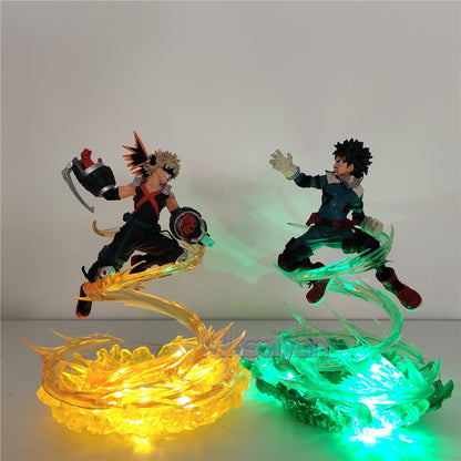 My Hero Academia Figure Bakugou Katsuki VS Midoriya Izuku DIY Model LED Light Action Figures Anime Boku no Hero Academia Toys