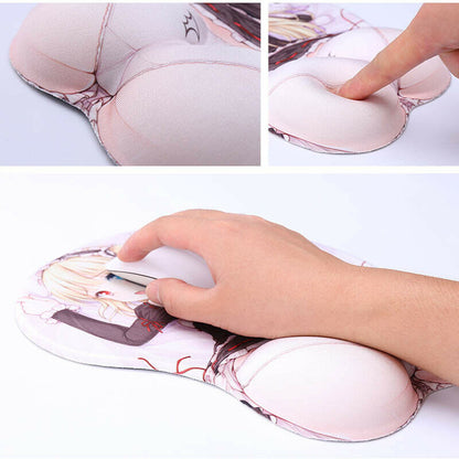 PINKTORTOISE Anime Akashiya Moka 3D Mouse Pad with Wrist Rest Silicone gel filled Mouse Mat Rosario to Vampire mousepad rug