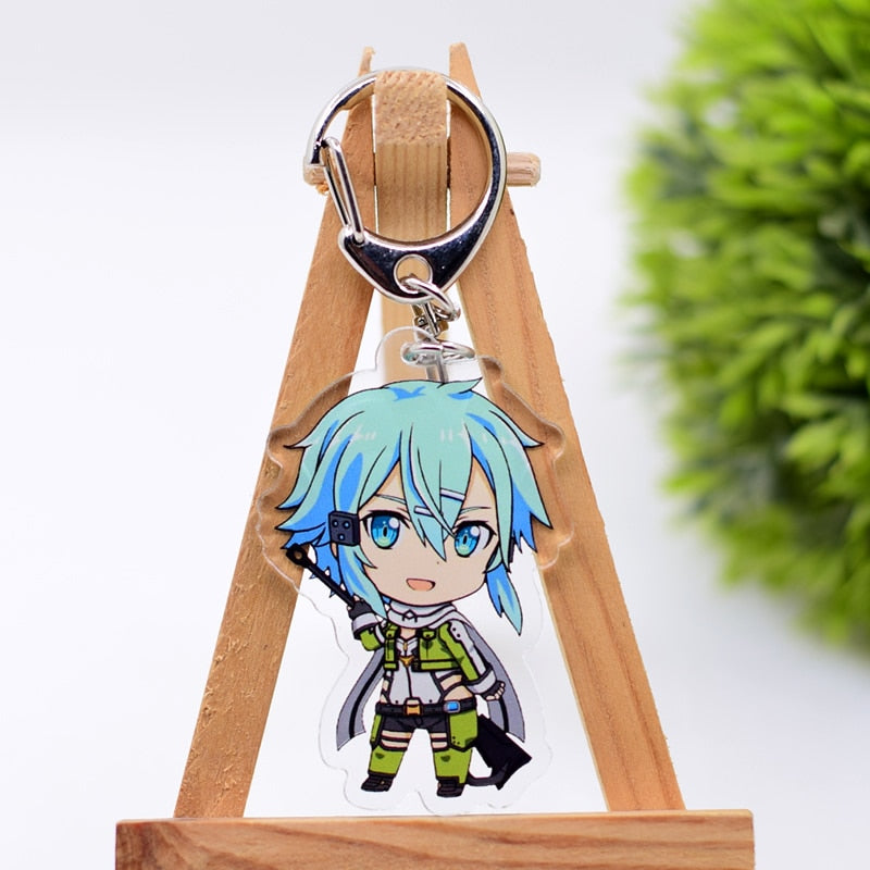 Sword Art Online Keychain Double Sided Acrylic Cartoon Key Chain Pendant Anime Accessories Keyring Hot Sale