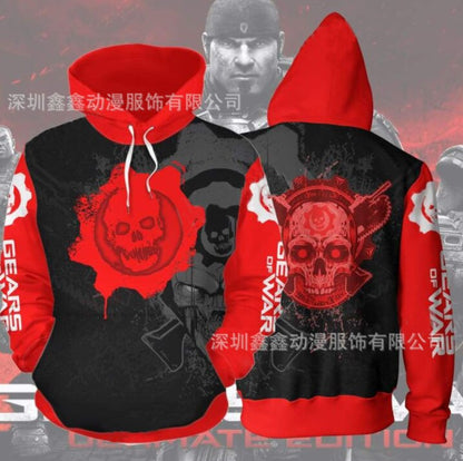 Game war machine 5 3D printed Hooded Sweatshirt gears Cosplay clothing men&#39;s and women&#39;s casual sports long sleeve coat Gears of War