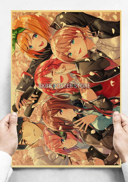 The Quintessential Quintuplets Poster Classic Nostalgia Wall Sticker Posters and Home Decoration Kraft Room Decoration Chambre